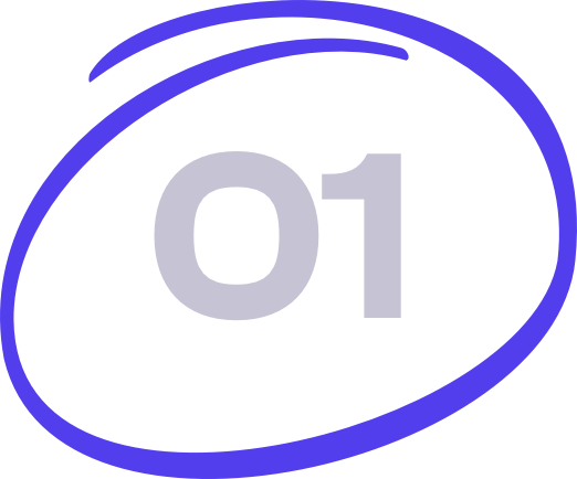 Number 01 in large font circled by a blue, hand-drawn oval line on a black background.